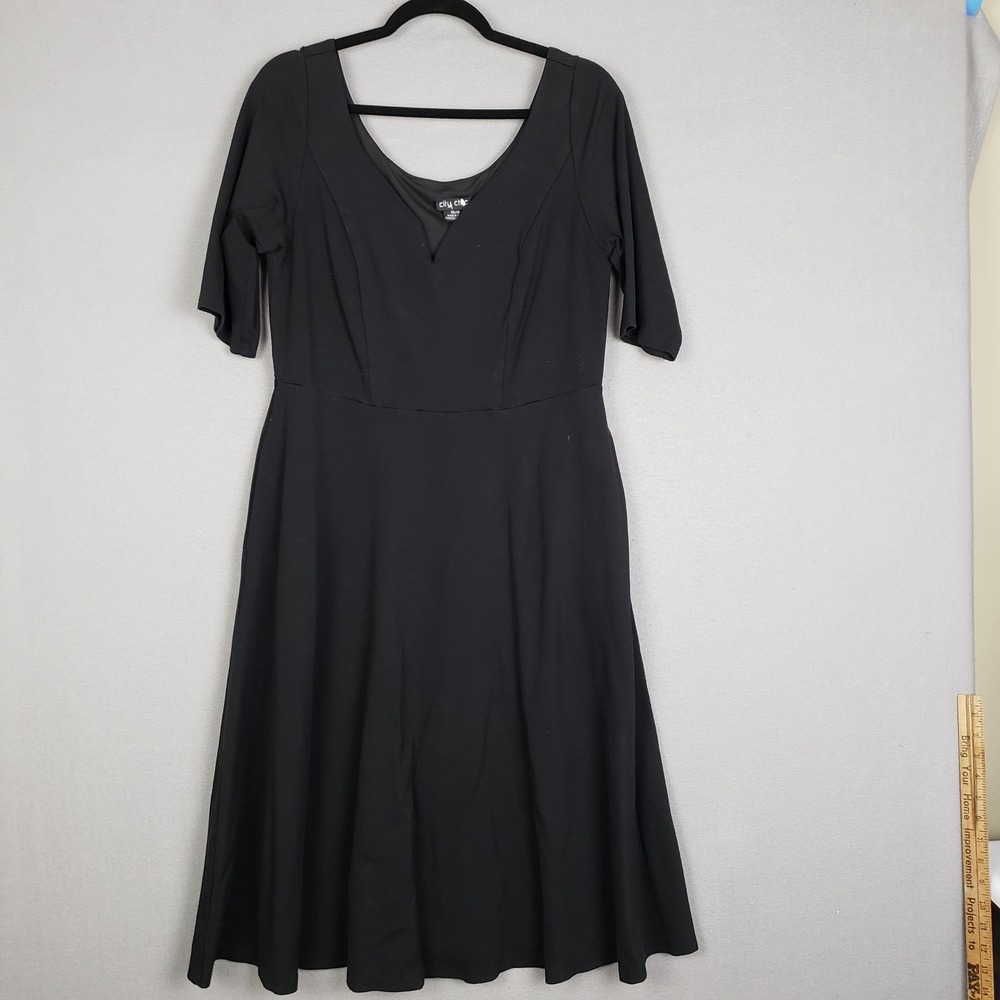 City Chic Plus Size 14 Elbow Sleeve Maxi Dress Black Classic‎ Special Occasion